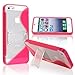 Leegoal(TM) Pink S-Line Wave Design TPU Bumper Gel Shell Back Case Cover Skin with Stand for iphone 5 5G 5th