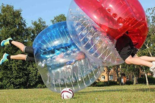 Stagersoccer® Bubble Soccer Football Human Inflatable Bumper Bubble Balls Dia 5' (1.5m) for Schools Parties Activities 1 Blue and Transparent 1 Red and Transparent per Box