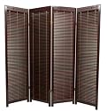 Burgandy Color Wood - 6ft. Shutter Folding Privacy Screen Room Divider w/ Blinds - 4 Panel Cherry