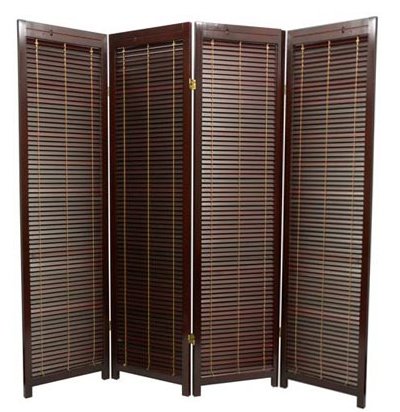 Oriental Furniture All Wood Design, 69.5-Inch Shutter Style Folding Privacy Screen Room Divider with Blinds, 4 Panel Natural Oriental Furniture All Wood Design, 69.5-Inch Shutter Style Folding Privacy Screen Room Divider with Blinds, 4 Panel Natural
