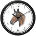 Brown (Bay) - JP - Horse Wall Clock by WatchBuddy Timepieces (Black Frame)