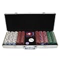 Trademark Poker 500 14-Gram 3 Color Ace-King Suited Poker Chip Set with Aluminum Case