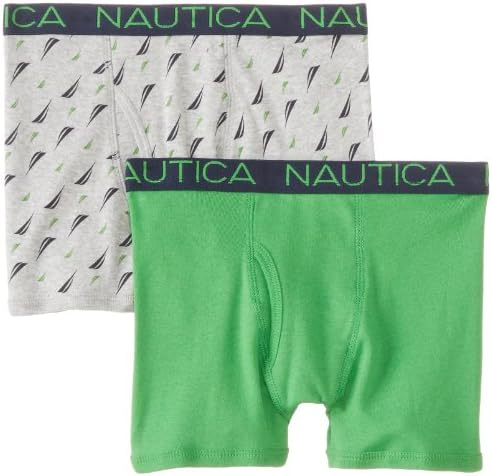 Nautica Little Boys' 2 Pack Solid and Logo Print Boxer Brief, Assorted,XS(4-5)