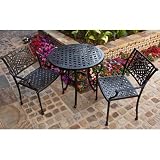 Charleston Three Piece Arm Chair Set in Desert Bronze with Round Bistro Table