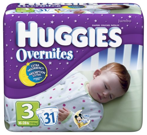 Huggies Overnites Diapers, Size 3, 31-Count Packages (Pack of 2)