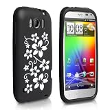 Schwarz Und Wei� Blumen Muster Silikon Schutzh�lle F�r HTC Sensation XLvon "Yousave"