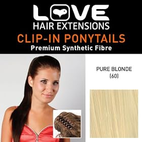 Love Hair - Extensions Alice - Clip crocodile - Cheveux synth�tiques (queue de cheval) - Couleur 60 : Blond pur - 45,7 cm (Import Grande Bretagne)