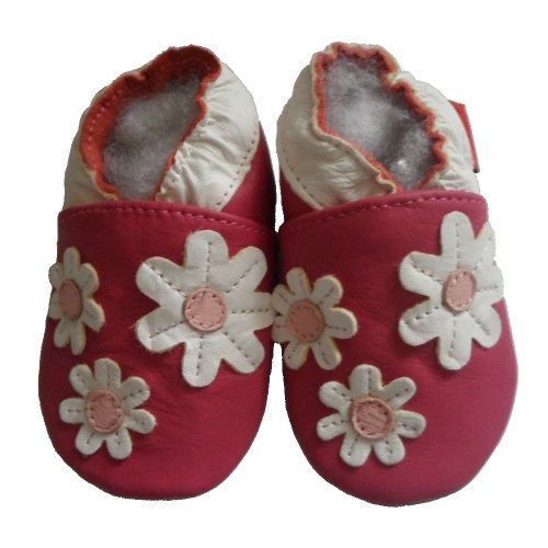 Soft Leather Baby Shoes Little Flowers Pink 6-12 months