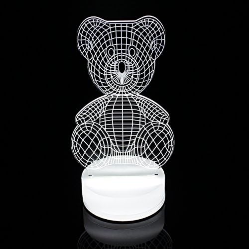 Perfect Lighting 3D Illusion Light LED Table Lamp Children Night Light USB Powered Light Christmas Home Decor Lighting (Teddy bear, Cool White)