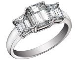 Diamond Engagement Anniversary Three Stone Ring 1 Carat (ctw) Emerald Cut in 18K White Gold (SI)