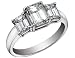 Diamond Engagement Anniversary Three Stone Ring 1/2 Carat (ctw) Emerald Cut in 18K White Gold (SI)