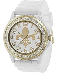 Geneva Platinum 6886 Womens Rhinestone Fleur De Lis Silicone Watch