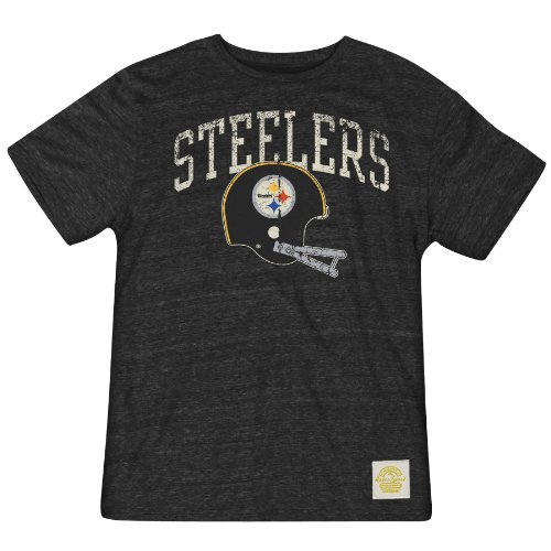 NFL Men’s Pittsburgh Steelers Buttonhook Tri-Blend Tee (Black, Large)