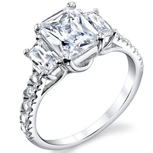 Radiant cut cubic zirconia engagement rings