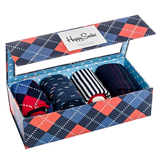 Happy Socks Argyle & Stripes Socks 4 Pair Box Set (Navy/Red, Size 9-11) Happy Socks Argyle & Stripes Socks 4 Pair Box Set (Navy/Red, Size 9-11)