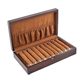 Vintage Brown Finish Jewelry Ring Case Display Storage Box With 10 Ring Bars