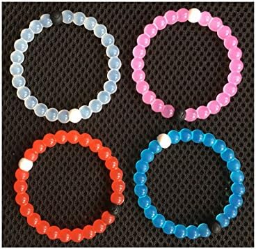 Herolewis Silicone Bracelets Bead Chain Bangles (S, Red+Blue+Transparen+Pink)