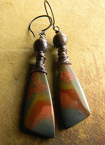 Red Creek Jasper Matched Stone Wire Wrapped Earrings
