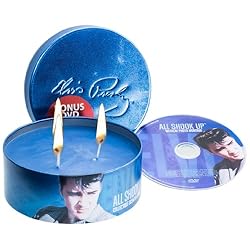 Officially Licensed Elvis Presley DVD & All Shook Up Decorative 16 oz Candle Tin-Ocean, (Limited Edition)