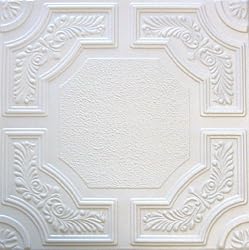 Caracas R28W 20 x 20 Tin Looking Styrofoam Glue Up White Ceiling Tile