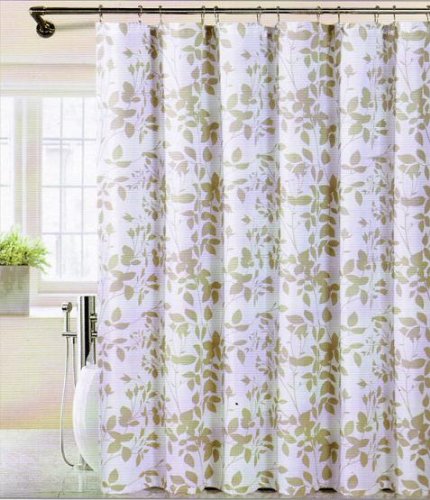 Shadow Vine Fabric Shower Curtain Sage