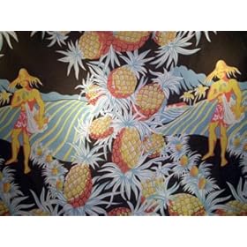 HAWAIIAN SHEER VINTAGE PATTERN SARONG- PICKING PINEAPPLES
