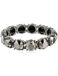 Signature 1928 "Signature Marcasite" Silver-Tone Hematite Beaded Stretch Bracelet, 7"