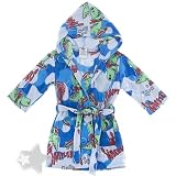 Blue Dinosaur Hooded Fleece Bath Robe for Toddlers and Boys