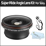.21x HD Super Wide Angle Panoramic Fisheye Lens 37mm Includes Pouch For Lens + Lens Cap Keeper + MicroFiber Cloth For Sony HDR-CX550V, HDR-HC9, HDR-XR550V, HVR-HD1000U, HVR-A1U, HXR-MC2000U, HXR-MC50U Handycam Camcorder