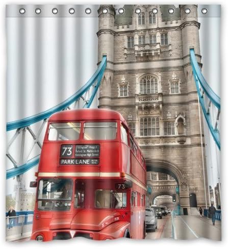 Friend Boat Window Curtain - Red Double Decker Bus London Bus with Top Thermal Insulated Reflect Sunlights 1 Panel 52"x63"