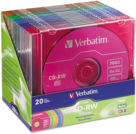 VER94300 UNITED STATIONERS (OP) CD-RW DISC 700MB/80MIN 4X ASST JEWEL CS 20/PK
