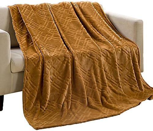 Jamemory Solid Color Plush Fleece Bed Baby Wrap Blankets Lightweight All Season Bedding Bedspreads Travel Camping Blanket Covers (70.8 X 78.7 Inches, Camel)