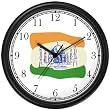 Taj Mahal No.1 - Flag of India - India - Famous Landmarks - Theme Wall Clock by WatchBuddy Timepieces (Black Frame)