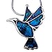 Cute Silver and Blue Green Abalone Paua Hummingbird Pendant Mood Necklace Fashion Jewelry for Women Girls