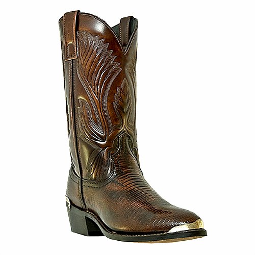 Men's Laredo Antique Tan Lizard Print Foot Cowboy Boots 68082