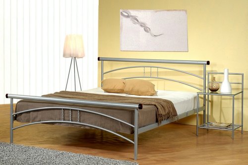 Queen Size Contemporary Silver Finish Metal Platform Bed