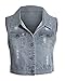 Women's Classic Button Up Sleeveless Distressed Cropped Jean Denim Vest