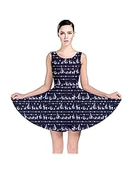 Stretchy General Print Polyester/Spandex Skater Dress 