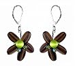 Earrings - E419 - Whimsical Flowers - Glass and Acrylic ~ Brown