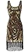 qnprt 1920s Vintage Gatsby Prom Flapper Dress Bead Sequin Art Nouveau Deco(M)