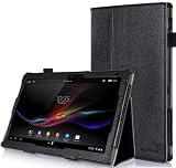 SUPCASE Sony Xperia Tablet Z2 Case - Slim Fit Leather Book (Black, Elastic Hand Strap, Multi-Angle, Card Holder, 3 Year Manufacturer Warranty)