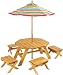 KidKraft Octagon Table & 4 Stools and Multi-Striped Umbrella