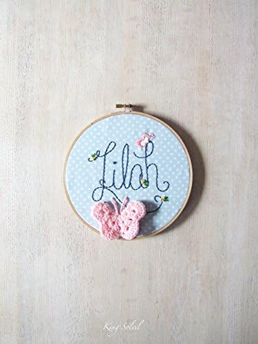 Personalized Butterfly Name Sign Embroidery Hoop Wall Art