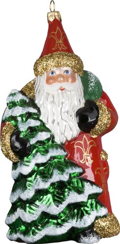Ino Schaller Blown Glass Evergreen Red Santa Ornament by Joy To The World Collectibles Ino Schaller Blown Glass Evergreen Red Santa Ornament by Joy To The World Collectibles