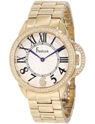 Freelook Womens HA9048MG-4 All Gold Band And Case Silver Half Dial Swarovski Bezel Watch