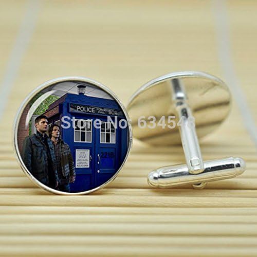 Pretty Lee Superwholockian Doctor Who Tardis Mad Man With Box Sherlock Holmes 221 In Silver Cufflinks Glass Cabochon Cufflinks C3469