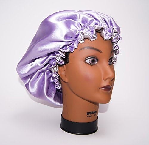 (KIDS, ORCHID & SILVER) 20 Inch Reversible - High Quality Luxuries Pure Satin Hair Bonnet - sleep cap Safe For All Hair Types - Most Beneficial hair wrap for sleeping over 50 colors Available