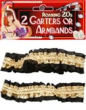 2 Black and Gold Flapper Costume Garters or Arm Bands