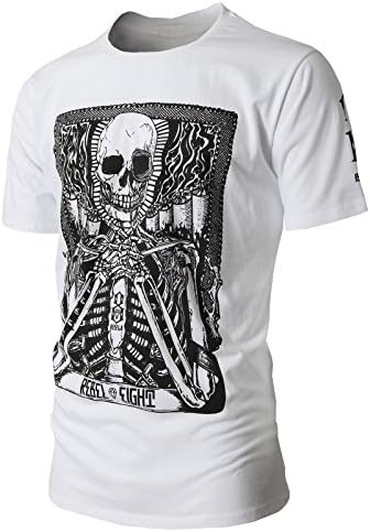 R2P Men's Unique Skull Printing Short sleeve T-shirts WHITE US M/Asia XL (KMTTS0255)