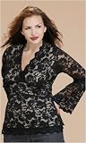 Plus Size 3/4 Sleeved Scalloped Boudoir Blouse